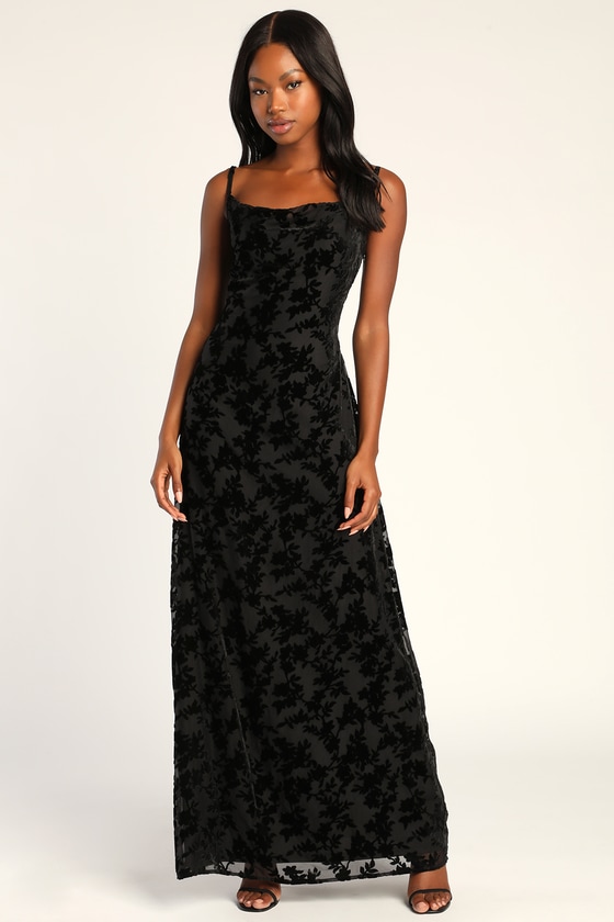 black velvet maxi dress